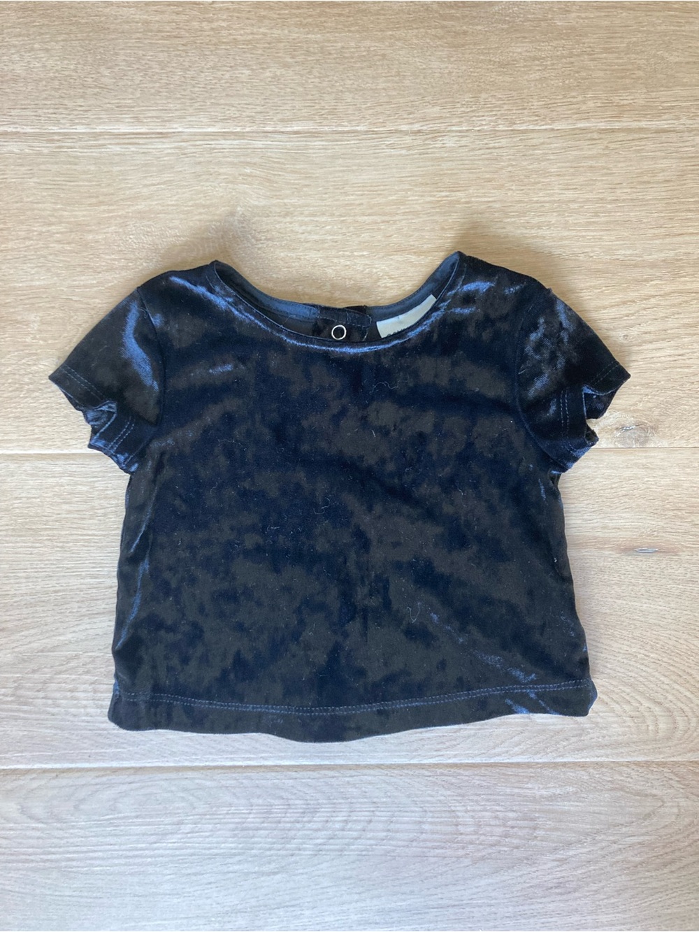 Oshkosh Girls Black Velvet Short Sleeve Top